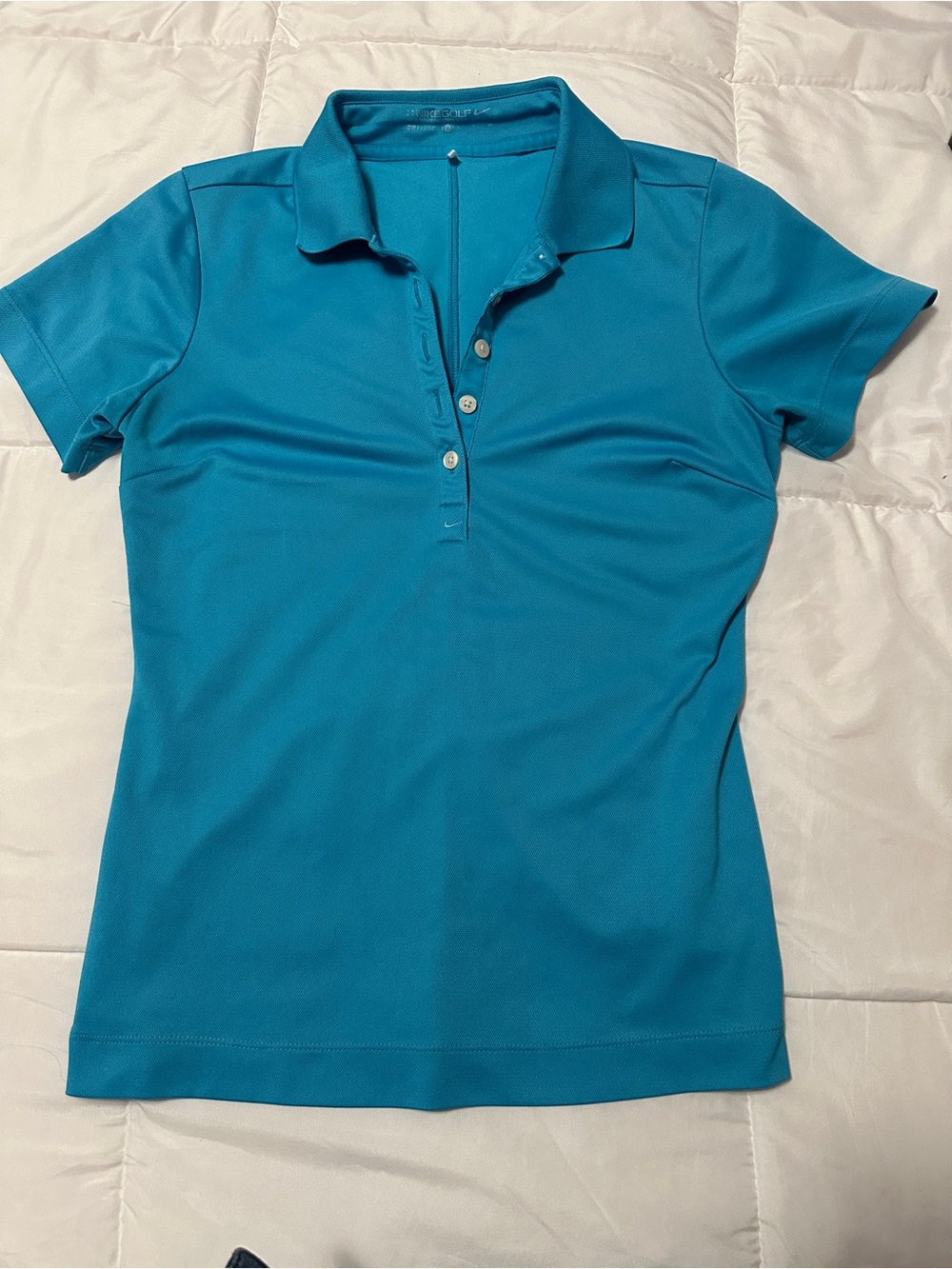 Nike Women's Short-Sleeve Golf Dri-Fit Polo in Turquoise Blue Size Small